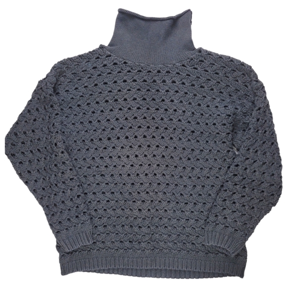 Neiman Marcus Oversized Mock Turtleneck Crochet Sweater/Tunic - Picture 7 of 10